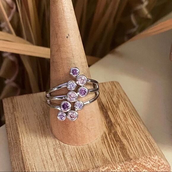 AAA Cubic Zirconia Multi Color Cocktail Ring Size 9,10 - Picture 3 of 8